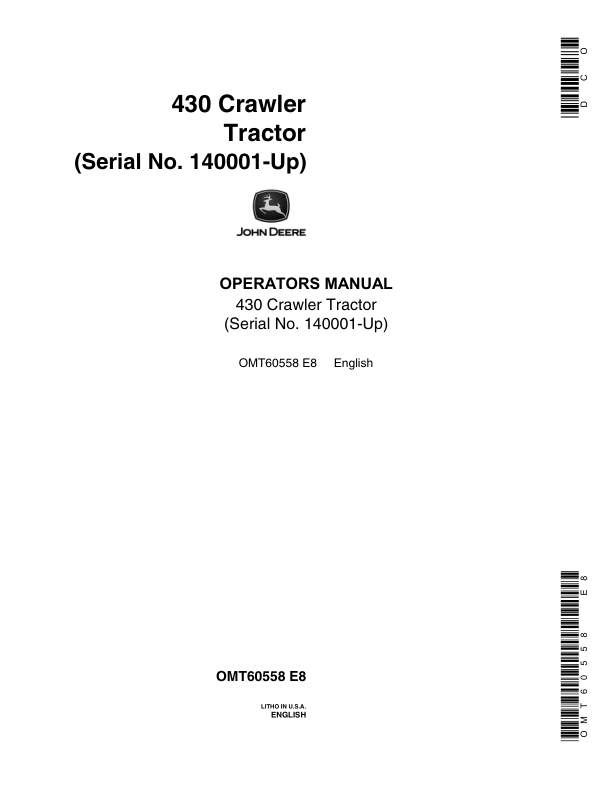 John Deere 430 Crawlers Operator's Manuals (OMT60558)