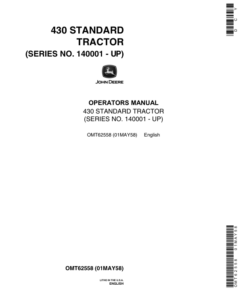 John Deere 430 Standard Tractor (140001- ) Operator's Manual (OMT62558)