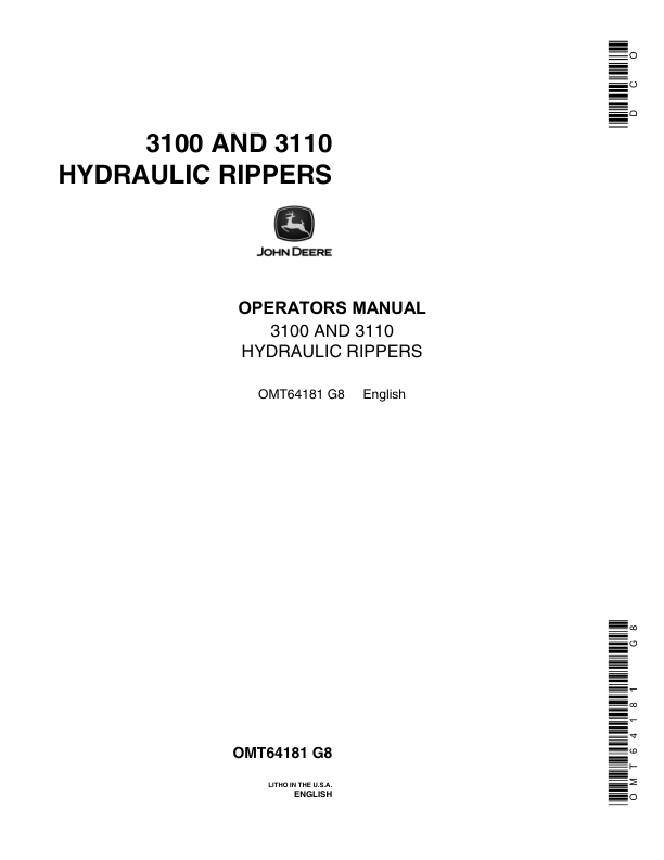 John Deere 3100, 3110 Attachments Operator's Manuals (OMT64181)