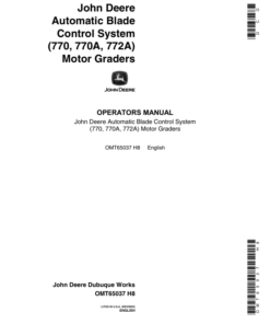 John Deere 770A, 772A, 770 Motor Graders Operator's Manuals (OMT65037)
