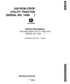 John Deere 430 Row-Crop Utility Tractor Operator's Manual (OMT65558)