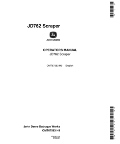 John Deere 762 Scrapers Operator's Manuals (OMT67583)