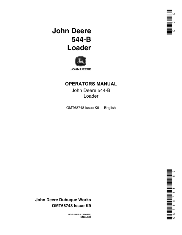 John Deere 544B Loaders Operator's Manuals (OMT68748)