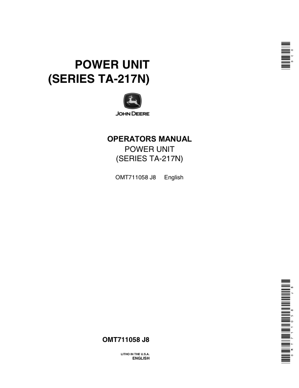 John Deere TA-217N Power Unit Operator's Manual (OMT711058)