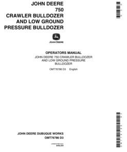 John Deere 750 Crawlers Operator's Manuals (OMT76786)