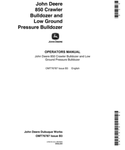 John Deere 850 Crawlers Operator's Manuals (OMT76787)