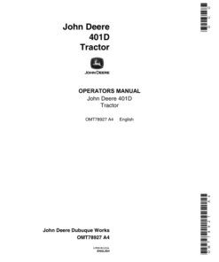 John Deere 401D Backhoes Operator's Manuals (OMT78927)