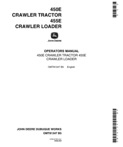 John Deere 450E, 455E Crawlers Operator's Manuals (OMT81347)