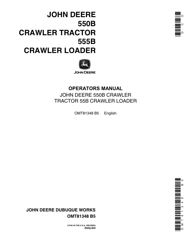 John Deere 550B, 555B Crawlers Operator's Manuals (OMT81348)