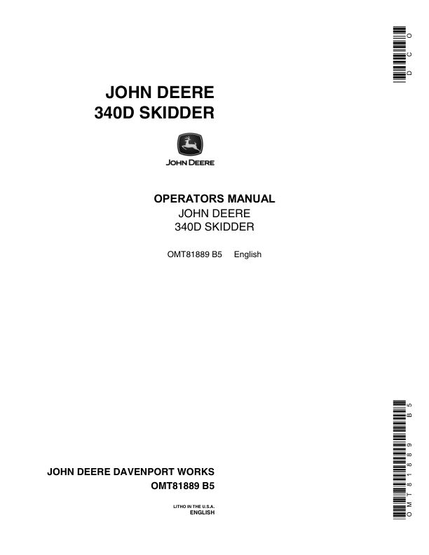 John Deere 340D Skidders Operator's Manuals (OMT81889)
