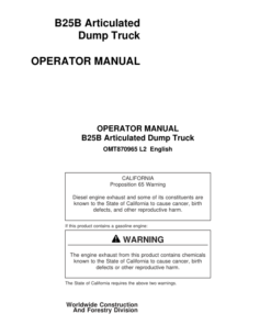 John Deere B25B Articulated Dump Trucks Operator's Manuals (OMT870965)