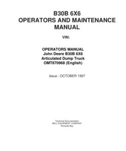 John Deere B30B Articulated Dump Trucks Operator's Manuals (OMT870968)
