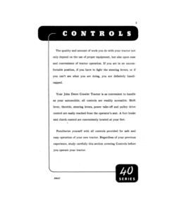 Alternative view of John Deere 40 Crawlers Operator's Manuals (OMT9555)