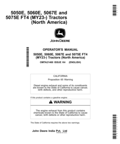 John Deere 5050E, 5060E, 5067E, 5075E FT4 (MY23-) Tractors (North America) Operator's Manual (OMTA21460)