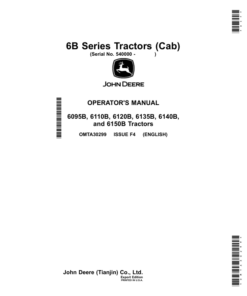 John Deere 6B Series Tractors (Cab) Operator's Manual (OMTA30299)