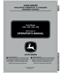 John Deere Front Mower 1420, 1435, 1445 & 1565 Operator's Manual (OMTCU15664)