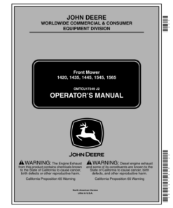 John Deere Front Mowers 1420/1435/1445 (030001-); 1545 (010001-); 1565 (020001-) Operator's Manual (OMTCU17249)