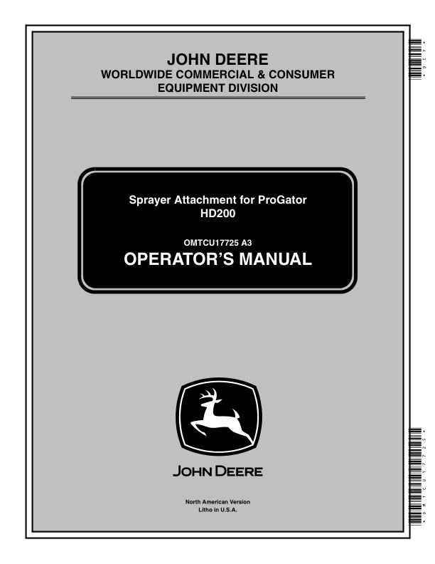 John Deere HD200 Sprayer Attachment North America (030001-035100) Operator's Manual (OMTCU17725)