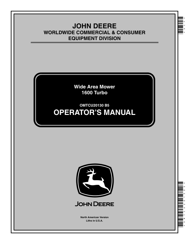 John Deere 1600 Wide Area Turbo Mowers (North America) (040001-050000) Operator's Manual (OMTCU20130E)