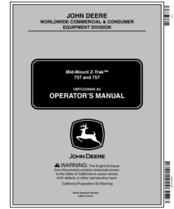 John Deere 737, 757 Mid-Mount ZTrak *w/Deck (040001-) Operator's Manual (OMTCU20640)