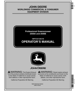 John Deere 2500A Professional Greens Mower North America (030001-) Operator's Manual (OMTCU21258)