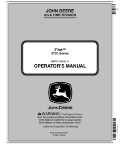 John Deere Z700 Series ZTrak (NA) Operator's Manual (OMTCU30420)