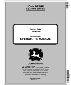 John Deere Bunker Rake 1200 Hydro (NA) Operator's Manual (OMTCU30906)
