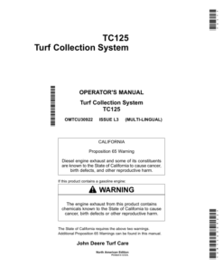 John Deere TC125Turf Collection System (North American) Operator's Manual (OMTCU30922)