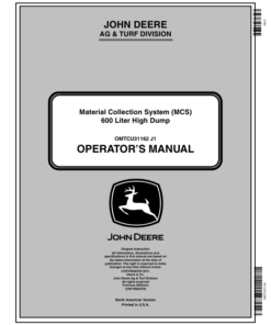 John Deere 600L High Dump Material Collection System (150001-) Operator's Manual (OMTCU31162)