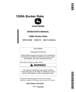 John Deere 1200A Bunker & Field Rake North America (230001-) Operator's Manual (OMTCU33648)