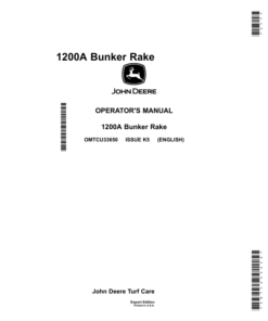 John Deere 1200A Bunker & Field RakeExport Edition (230001-) Operator's Manual (OMTCU33650)