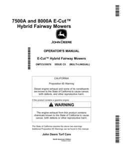 John Deere 7500A, 8000A E-Cut Hybrid Fairway Mowers (North American) Operator's Manual (OMTCU35076)