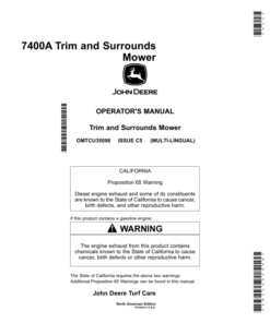 John Deere 7400A Trim, Surrounds Mower (North American) Operator's Manual (OMTCU35098)
