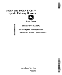 John Deere 7500A, 8000A E-Cut Hybrid Fairway Mowers (Export Edition) Operator's Manual (OMTCU35142)