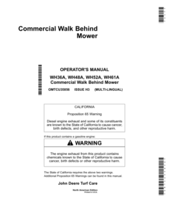 John Deere Commercial Walk Behind Mower (North American) Operator's Manual (OMTCU35856)