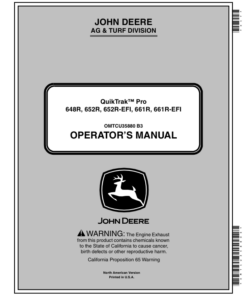 John Deere 648R, 652R, 652R-EFI, 661R, 661R-EFI QuikTrak Pro (North America) (000001-010000) Operator's Manual (OMTCU35880E)
