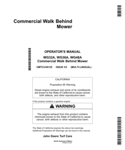 John Deere Commercial Walk Behind Mower (North American) Operator's Manual (OMTCU36125)