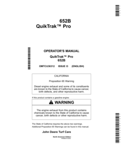 John Deere 652B Quik-Trak Pro Mowers (North America) (010001-035000) Operator's Manual (OMTCU36312E)