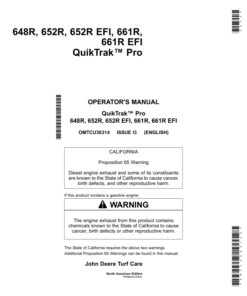John Deere 648R, 652R, 652R EFI, 661R, 661R EFI QuikTrak Pro (North America) (010001-025000) Operator's Manual (OMTCU36314E)