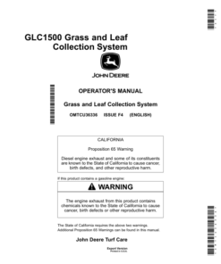 John Deere GLC1500 Grass & Leaf Collection System Operator's Manual (OMTCU36336)