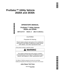 John Deere 2020A & 2030A ProGator North America (075001-080000) Operator's Manual (OMTCU37311)
