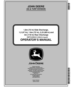 John Deere 72in Side Discharge, 47in, 88in (020001-), 118in Rear Discharge (010001-) Mower Decks for 1505, 1515 Operator's Manual (OMTCU38842)