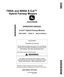 John Deere 7500A, 8000A E-Cut Hybrid Fairway Mowers (030001-) (North American) Operator's Manual (OMTCU39911)