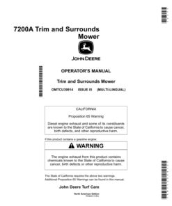 John Deere 7200A Trim, Surrounds Mower (030001-040000) Operator's Manual (OMTCU39914)