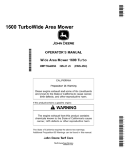 John Deere 1600 Wide Area Turbo Mowers (North America) (400001-) Operator's Manual (OMTCU40056E)