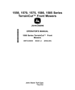 John Deere 1550, 1570, 1575, 1580 & 1585 SeriesTerrainCut Front MowersExport Edition (020001- ) Operator's Manual (OMTCU40059)