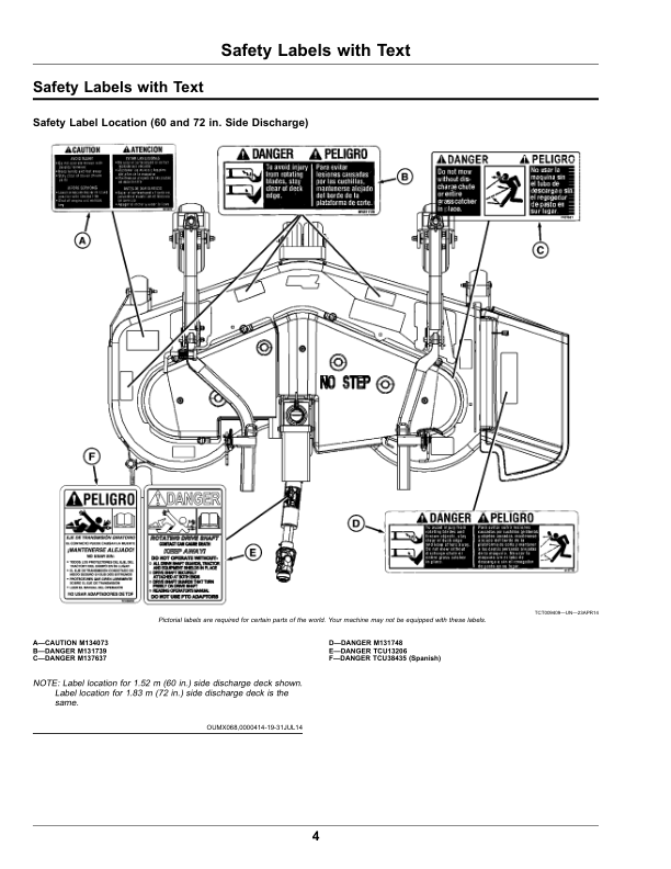 John Deere 60, 72 Inch Side Discharge, 62 Inch Rear Discharge Mower Decks for Front Mount Mowers (030001-) (North American) Operator's Manual (OMTCU40173) - Image 2