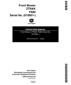 John Deere F680 ZTRAK Front Mower (010001-020000) Operator's Manual (OMTCU51505)