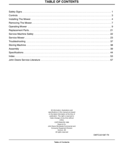 John Deere 48, 54, 60-Inch 7-Iron Commercial Mower Decks for ZTRAK Front Mowers (015001-) Operator's Manual (OMTCU51587)