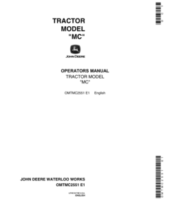 John Deere MC Tractors Operator's Manuals (OMTMC2551)